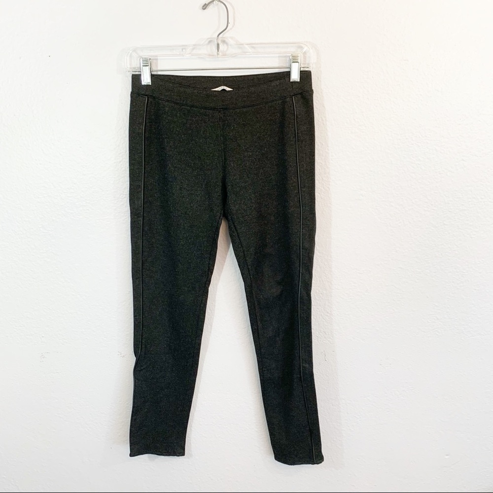 Bella Luxx Charcoal Gray Knit Leather Trim Legging